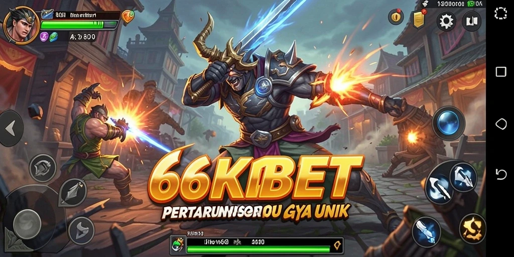 Screenshot gameplay 66KBET dengan pertarungan yang intens.