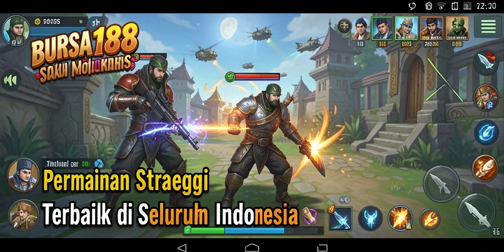 Tampilan seru gameplay BURSA188 dengan pertempuran strategi.