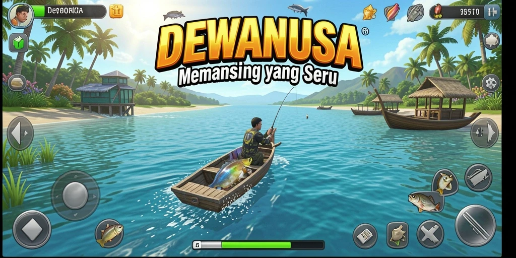 Gameplay seru DEWANUSA saat menangkap ikan di laut.
