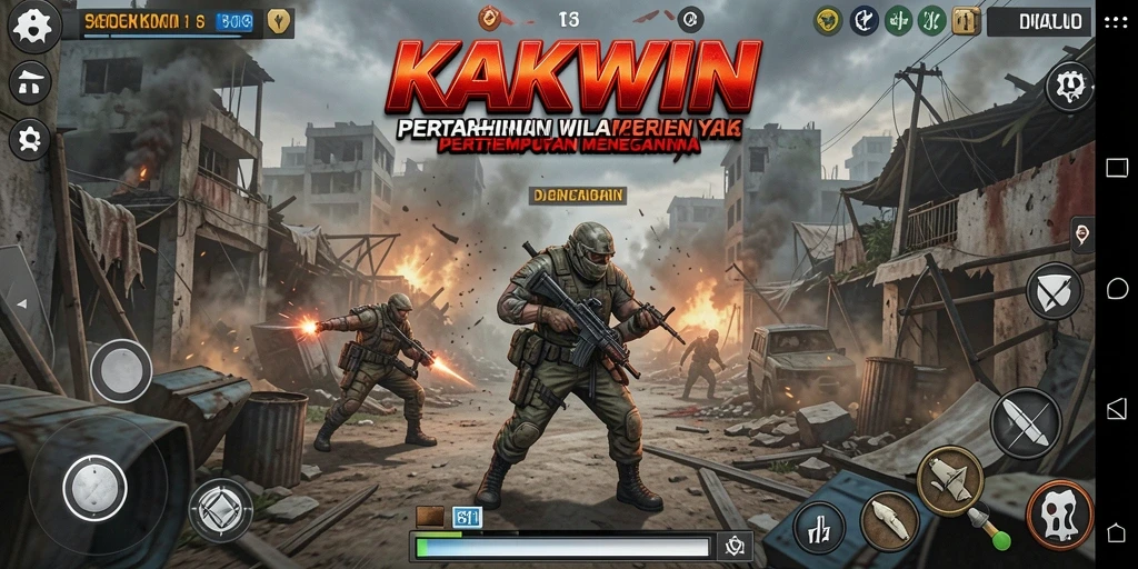Screenshot gameplay KAKWIN menampilkan aksi pertahanan yang mendebarkan.