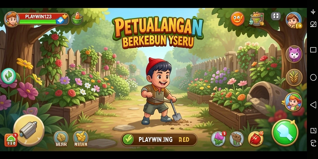 Tangkapan layar gameplay PLAYWIN123 menampilkan suasana pertanian yang colorful.