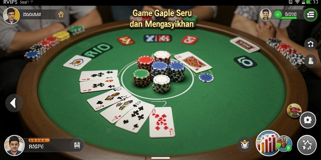 Tampilan seru dan interaktif dari gameplay Gaple RVIP5.
