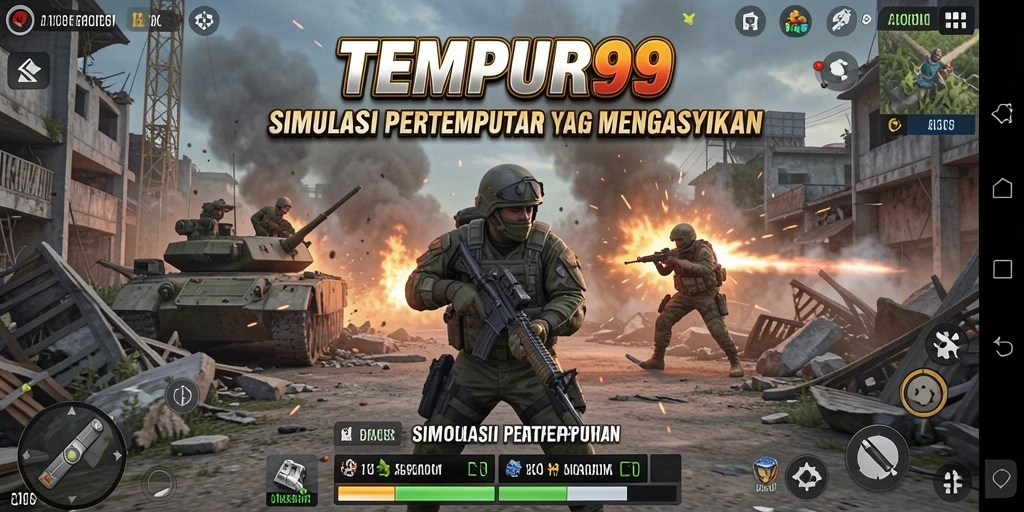 Tampilan pertarungan seru dalam TEMPUR99 dengan karakter yang dinamis.