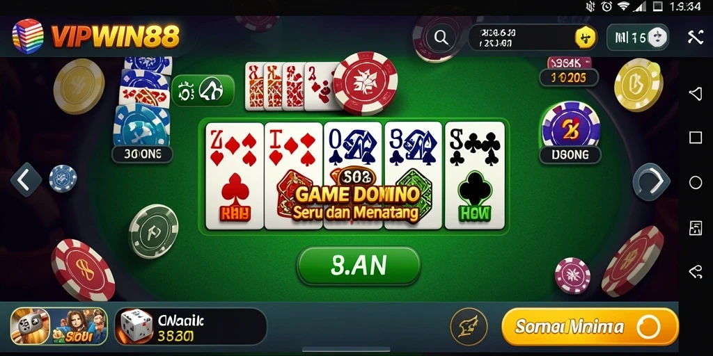 Screenshot gameplay VIPWIN88 yang menampilkan keseruan bermain domino.